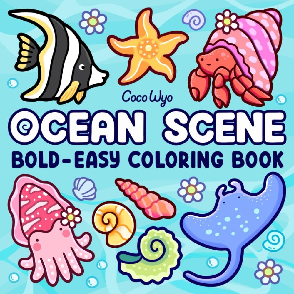 Ocean Scene: Coloring Book for Adults and Kids, Bold and Easy Designs for Relaxation with Sea Life (Bold & Easy Coloring)